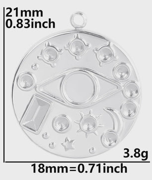 Set van 5 Zilverkleurige Stainless Steel Bedels: Ster, Maan, Zon, Vlinder, Roos & Ojo Turco