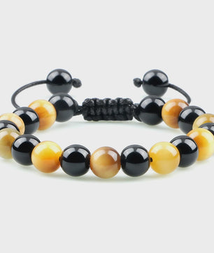 Verstelbare Natuursteen Armband - 8mm Agate & Onyx Kralen voor Mannen en Vrouwen