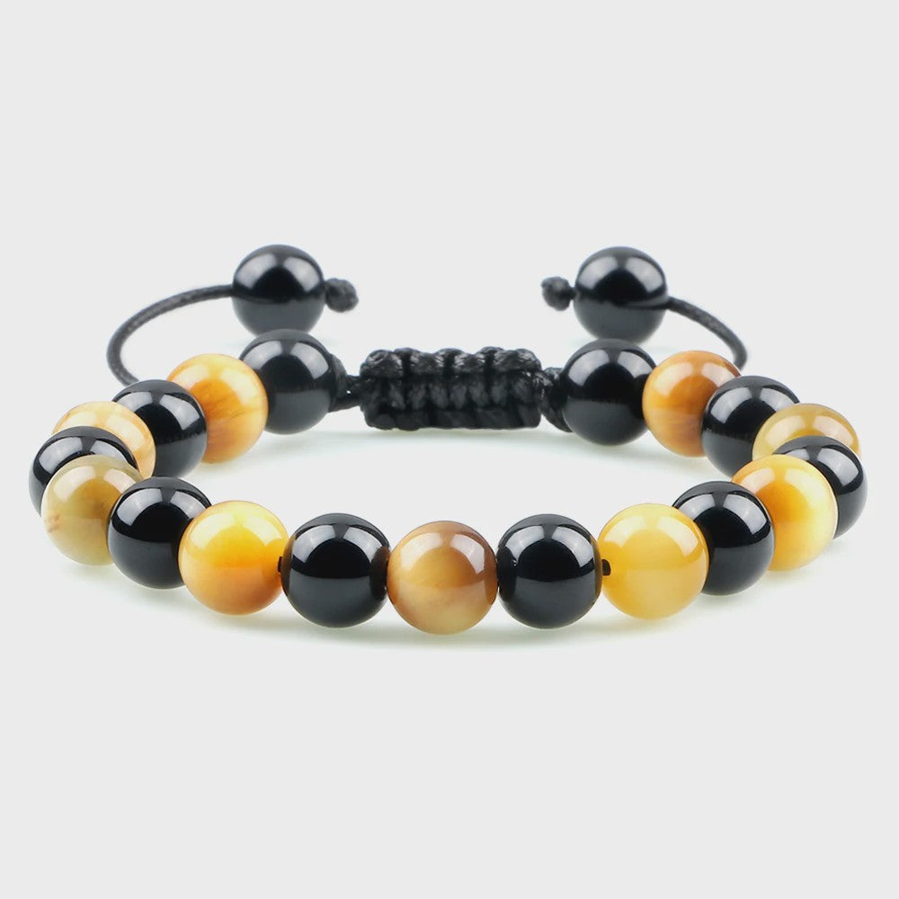 Verstelbare Natuursteen Armband - 8mm Agate & Onyx Kralen voor Mannen en Vrouwen