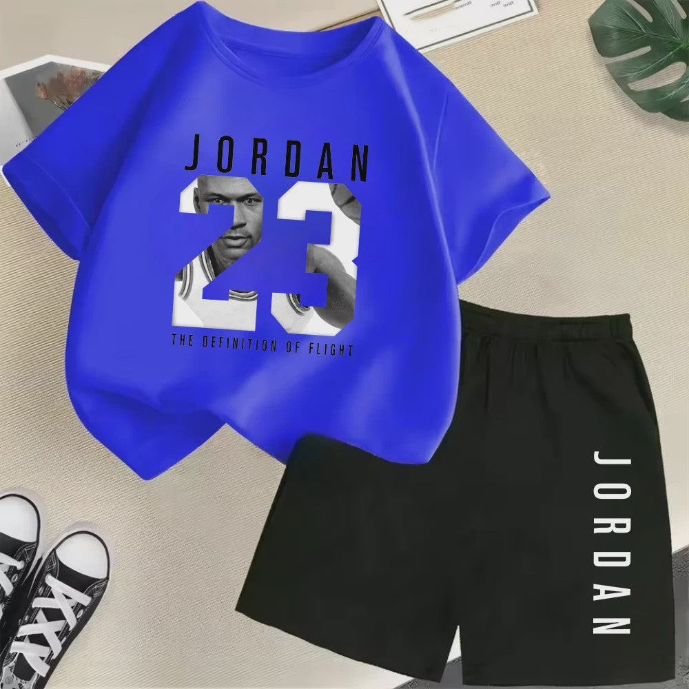 Kinder T-shirt en Short Set - Zomer Sportieve Mode met Grafische Print