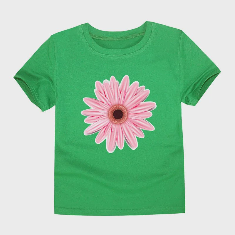Schattig Katoenen T-shirt Meisjes met Bloemprint - Maten 2 t/m 14 Jaar