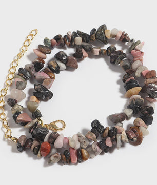 Unieke Natuursteen Choker Ketting - Onregelmatige Kristal & Aquamarijn Chips