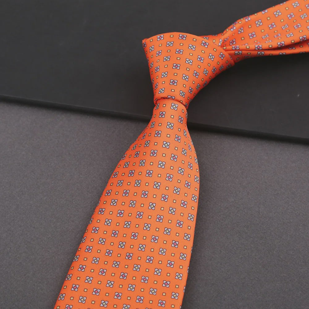 Klassieke Heren Strikdas - Imitatie Zijde met Polka Dot & Bloemendessin