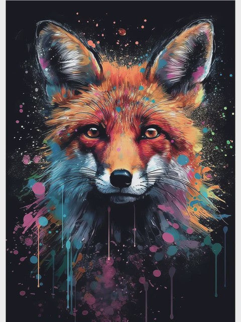 Abstracte Dieren Canvas Poster: Leeuw, Tijger, Aap, Uil - Muurdecoratie Woonkamer