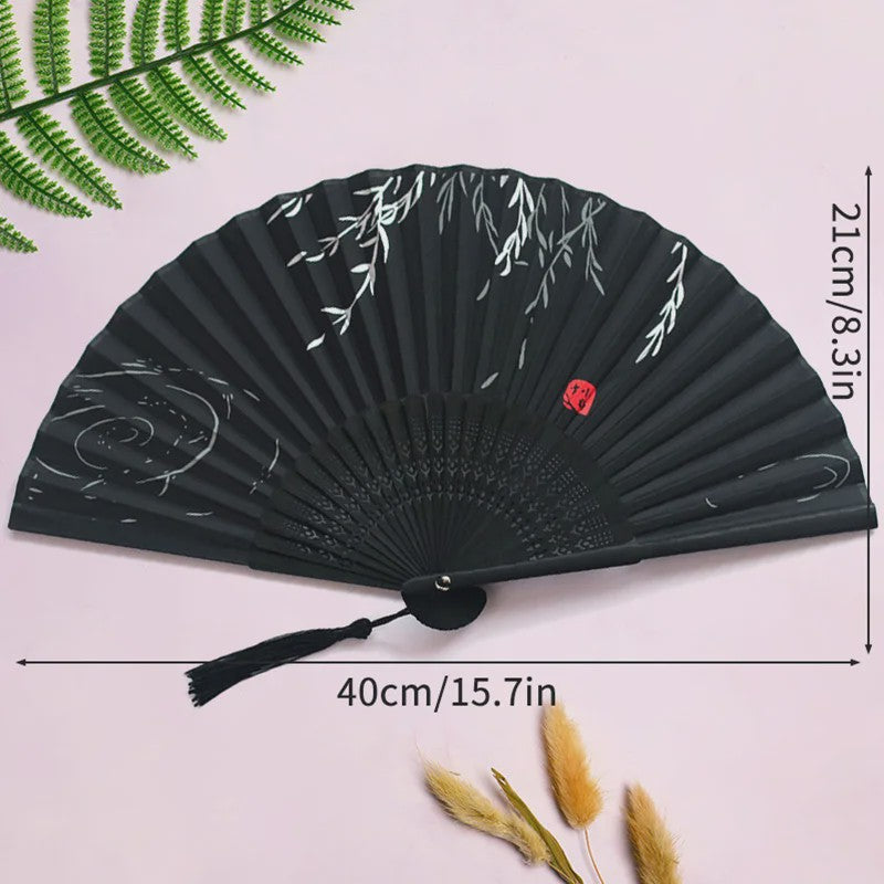 Elegante Chinese Stijl Vouwbare Handwaaier met Kwastje - Perfect voor Dans, Decoratie of Cadeau