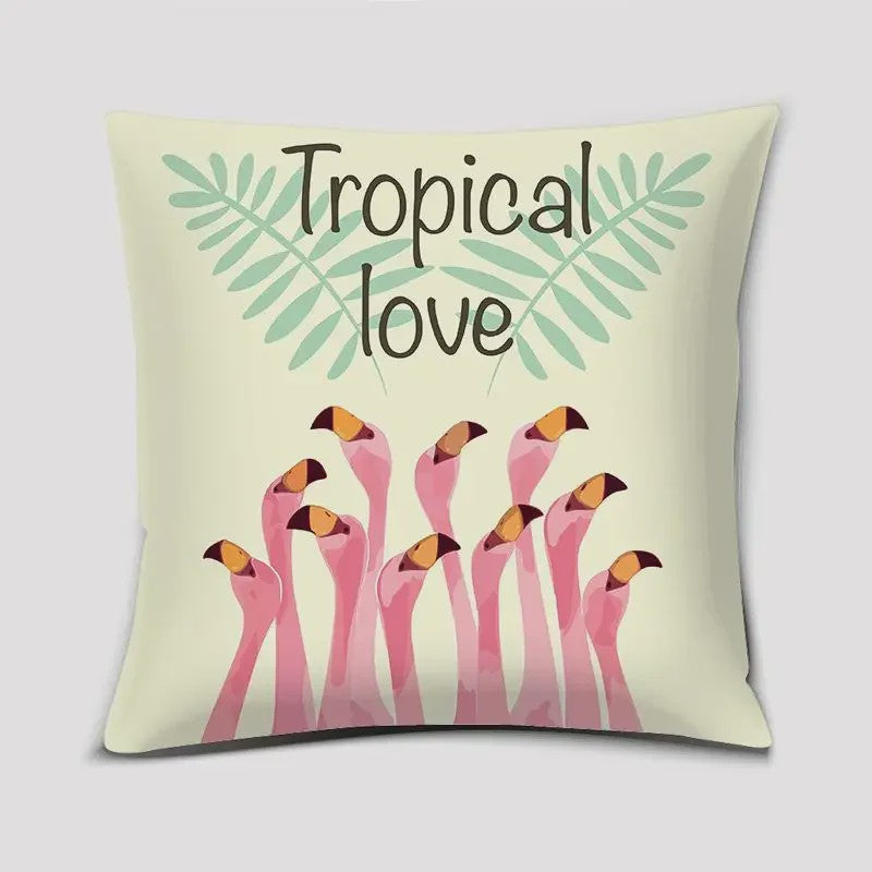 Vrolijke Flamingo Kussenhoes Vierkant - Decoratie voor Bank & Auto