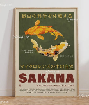 Japanse Koi Vis & Okinawa Vintage Poster - Japandi Wanddecoratie