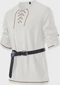 Heren Middeleeuwse Tuniek met Vetersluiting - Renaissance, Viking & Piraat Kostuum Shirt