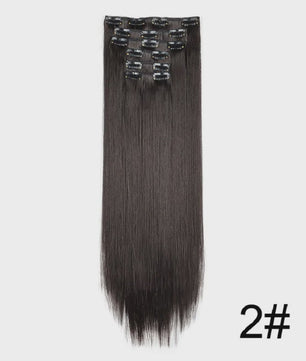 Synthetische Haarverlenging Set: 6 Delen Clip-in Extensions 60cm Lang & Steil