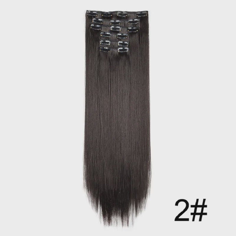 Synthetische Haarverlenging Set: 6 Delen Clip-in Extensions 60cm Lang & Steil
