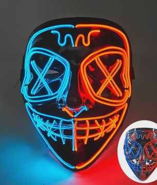 Verlicht LED Neon Purge Masker met Fiber Optic Handschoenen - Halloween & Feest
