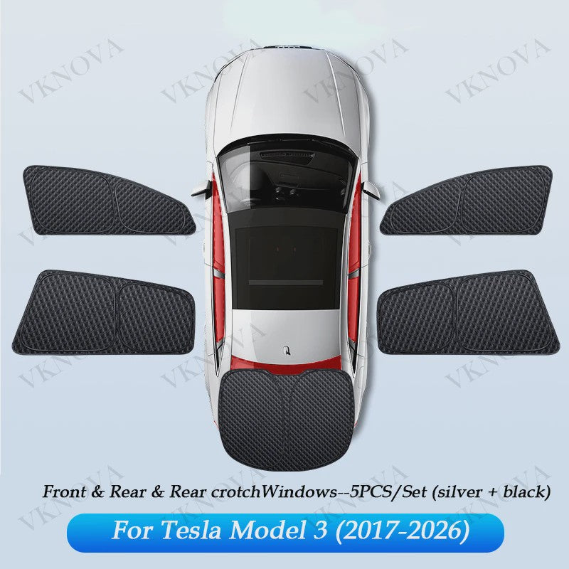 Set Zonneschermen voor Tesla Model 3/Y (2017-2025) - Privacy & UV Bescherming