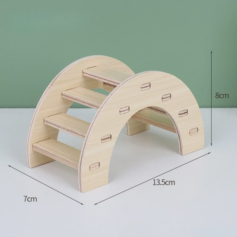 Houten Hamster Villa: Speelhuis met Klimplatform en Verhoogd Platform - Duurzaam Knaagdier Accessoire