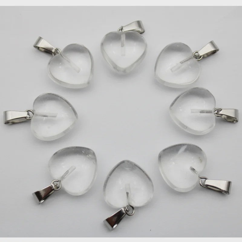 30x Natuursteen Hart Hangers (Amethist/Kwarts/Agaat) - DIY Sieraden Maken