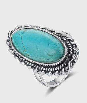 S925 Zilveren Ring met Ovaal Natuurlijke Turkoois - Fijne Sieraden voor Dames en Heren