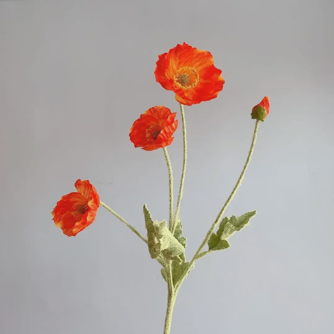 Zijden Papavers Kunstbloemen - Lange Stelen voor Decoratie