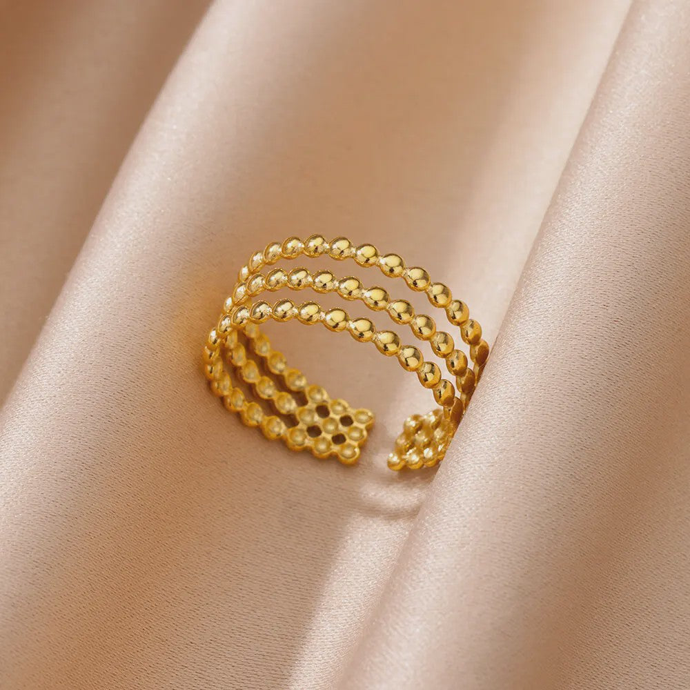 Gouden Ringen Dames - Roestvrij Staal Chunky Open Ringen Vintage Geometrisch Design
