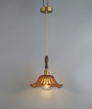 Vintage Groene Glazen Hanglamp - Nordic Stijl, Koperen Accent