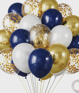30 Stuks Chrome Latex Ballonnen Mix: Wit, Roze & Blauw - Feestdecoratie