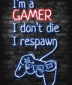 Gaming Neon Canvas Poster: Eat Sleep Game Repeat - Decoratie voor Gamer Kamer
