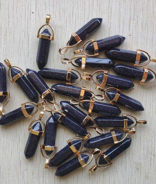 Natuurlijke Groene Aventurijn Kristal Pilaren Hangers - 24 Stuks Set voor Sieraden Maken