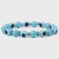 Set van 2 Handgemaakte Natuursteen Armbanden met Hanger Oog van Fatima & Lavasteen/Hematiet