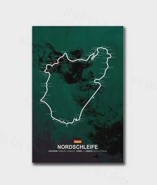 Formule 1 Circuit Poster Canvas - F1 Race Track Kunst Print voor Woonkamer Decoratie