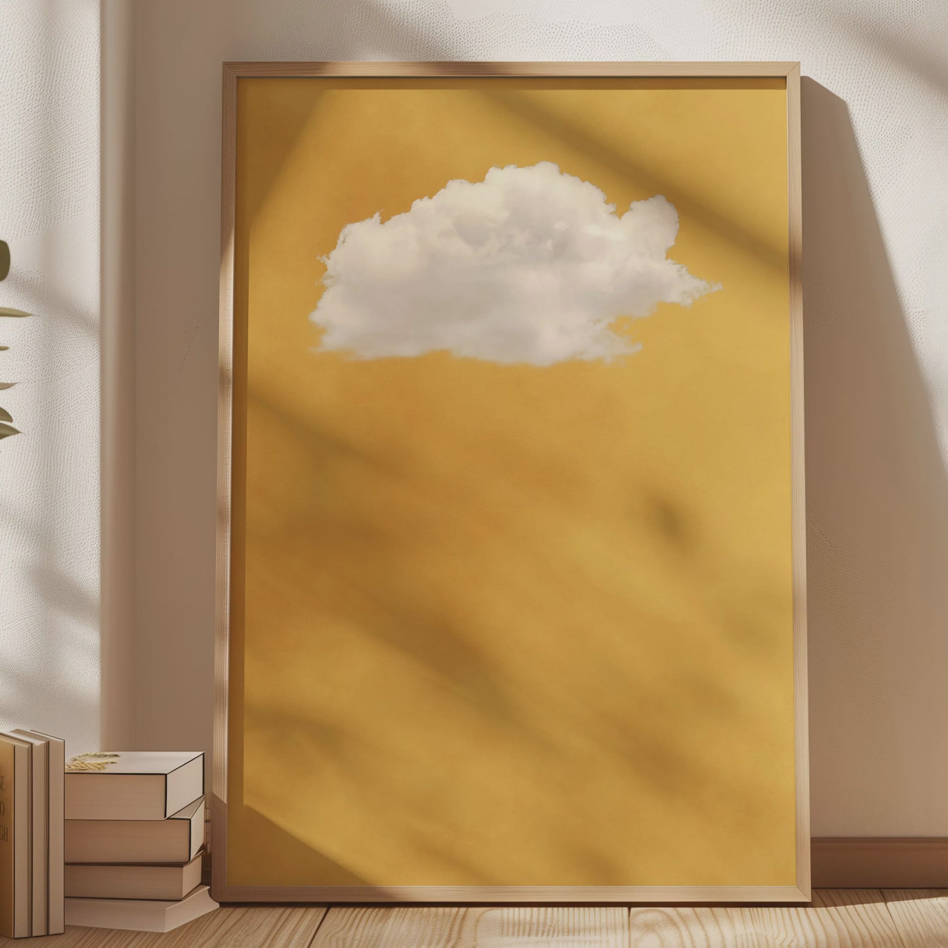 Abstracte Blauwe Wolken Poster - Minimalistische Canvas Muurkunst voor Moderne Woonkamer