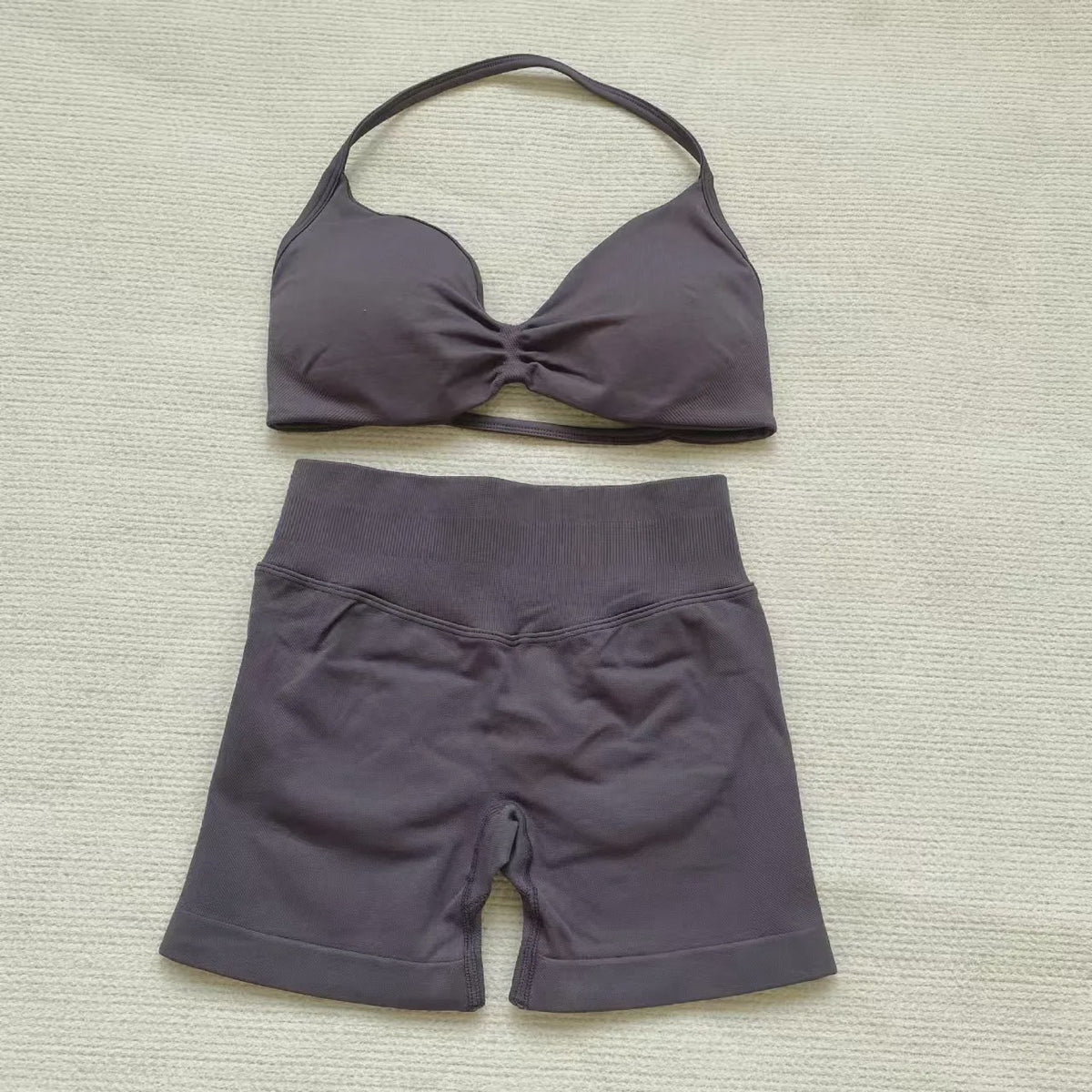 Naadloze Yogaset Dames: Sportbeha met Halternek & High Waist Shorts