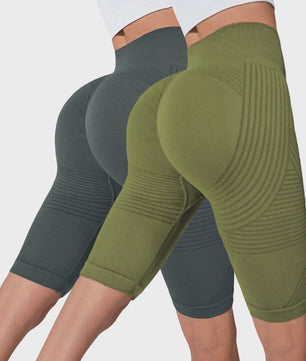 2-Pack Seamless High-Waisted Yoga Shorts met Push-Up Effect - Perfect voor Fitness & Training