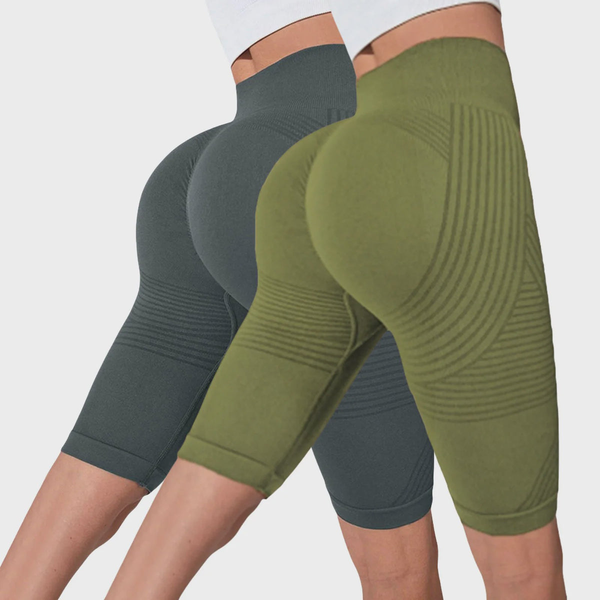 2-Pack Seamless High-Waisted Yoga Shorts met Push-Up Effect - Perfect voor Fitness & Training