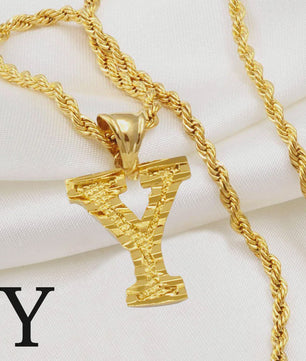 Gouden Initiaal Ketting met Touwketting - Kies Uw Letter (A-Z)