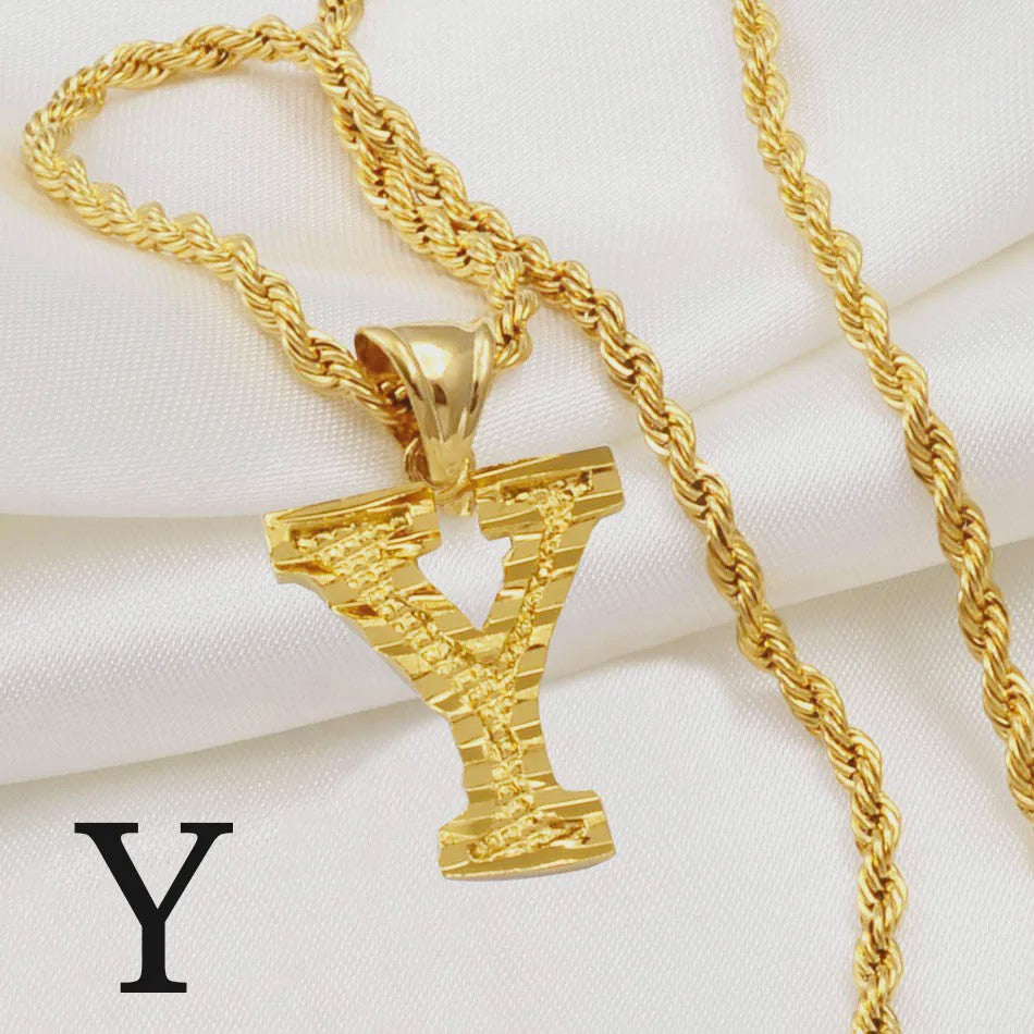 Gouden Initiaal Ketting met Touwketting - Kies Uw Letter (A-Z)
