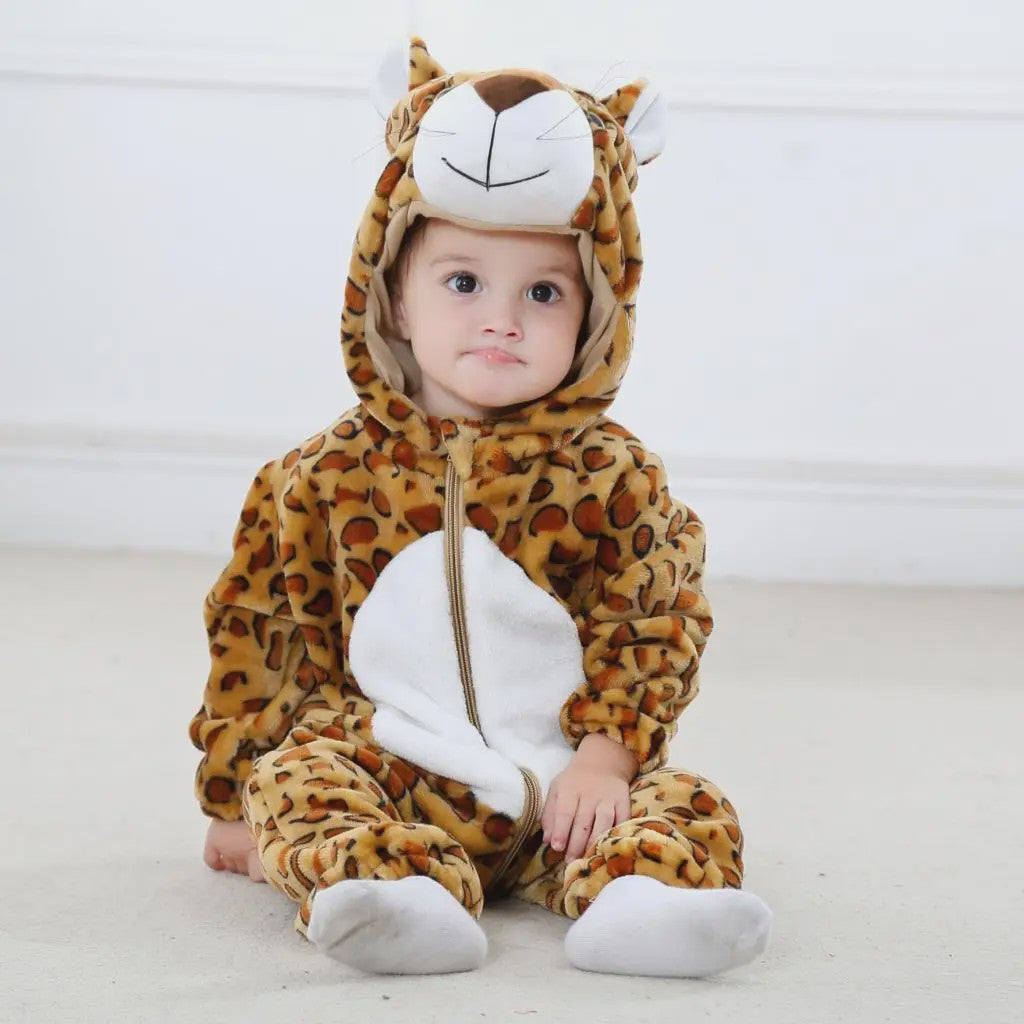 Baby Romper Dierenkostuum Kigurumi - Zacht Flanellen Jumpsuit voor Jongens & Meisjes