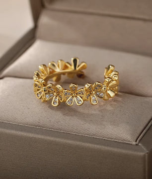 Luxe Gouden Ringen Set: Zirkonia & Boze Oog Design - Verstelbaar & Trendy