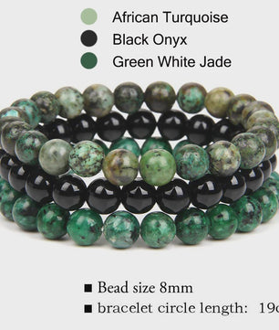 Set van 3 Natuursteen Armbanden: Rozenkwarts, Obsidiaan & Tijgeroog