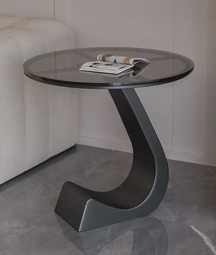 Luxe Ronde Bijzettafel met Rock Slab Look - Modern Design voor Woonkamer & Slaapkamer