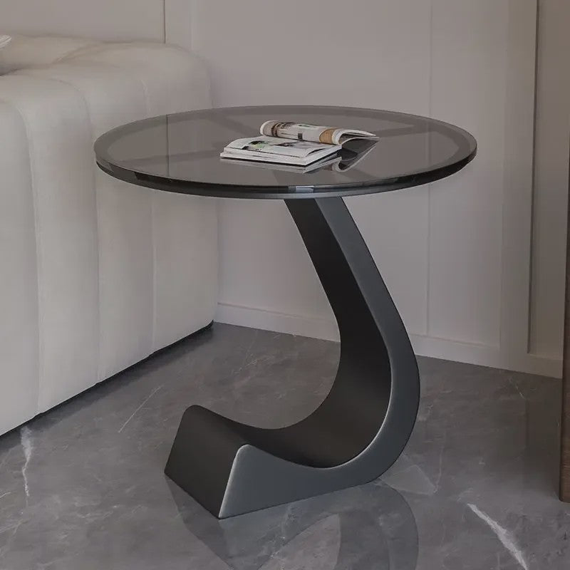 Luxe Ronde Bijzettafel met Rock Slab Look - Modern Design voor Woonkamer & Slaapkamer