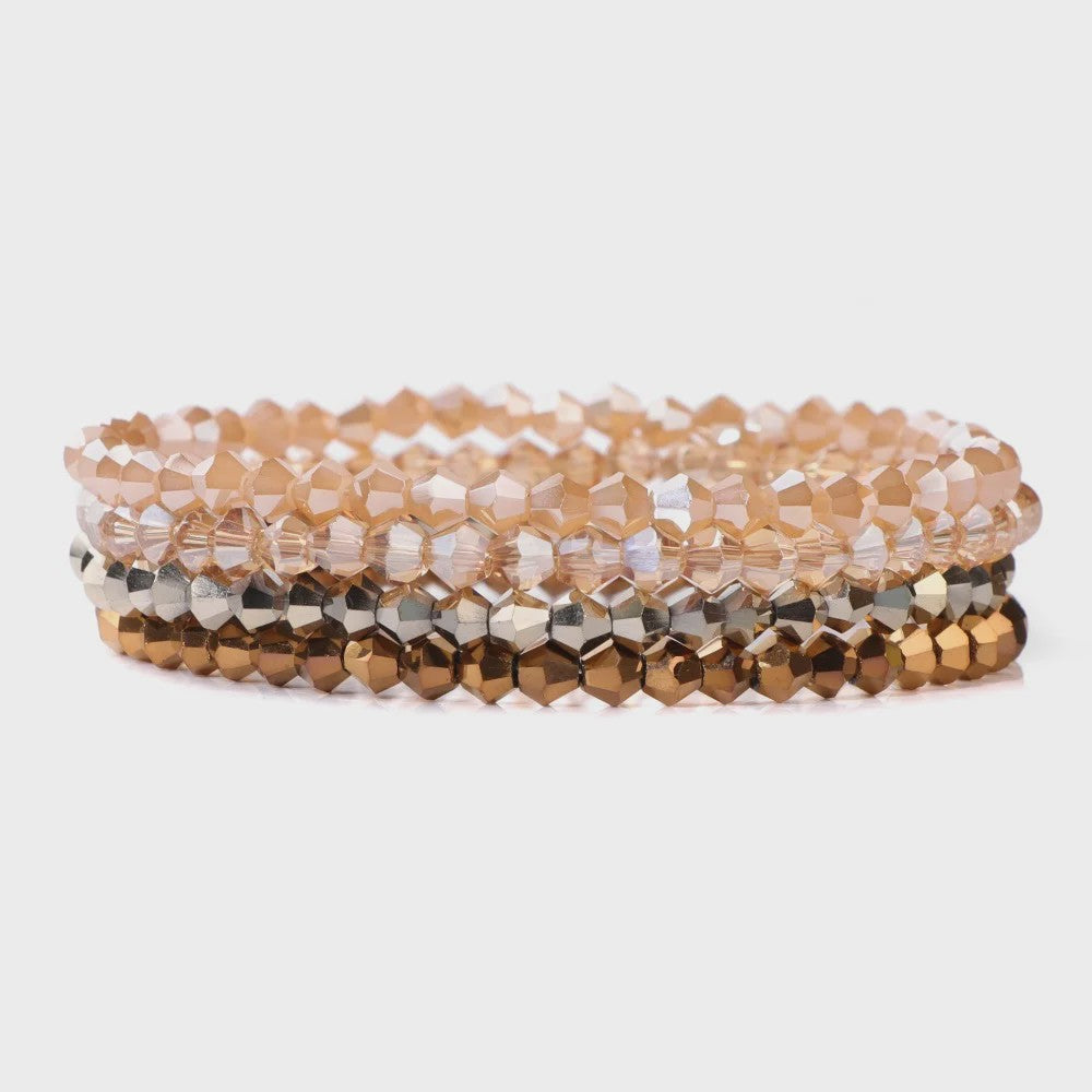 Set van 4 Kristallen Kralen Armbanden - Kleurrijk & Elegant