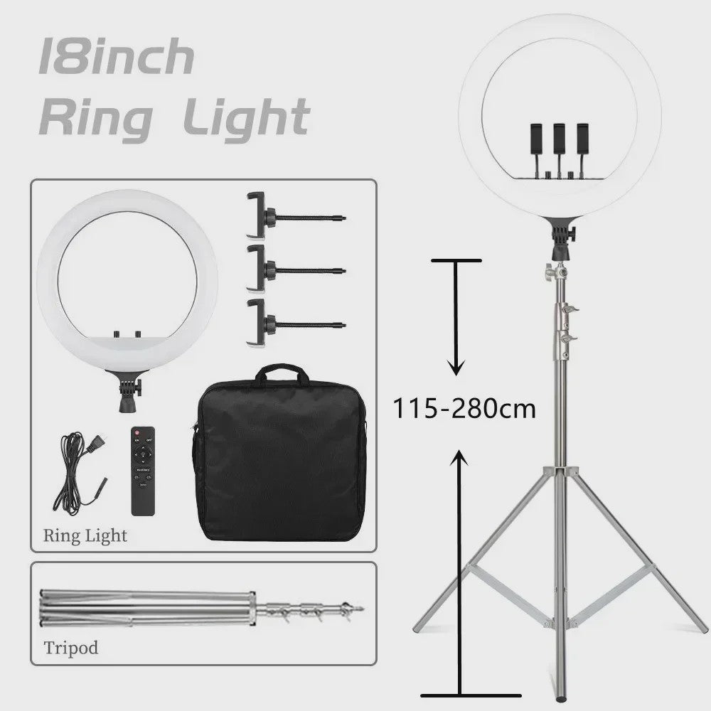 18 Inch Ring Light LED Lamp met Verstelbaar Statief & Telefoonhouder voor YouTube, Foto & Studio