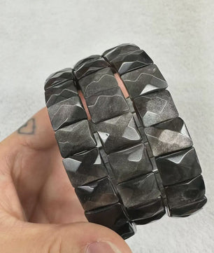 Natuurlijke Edelsteen Armband - Fluoriet & Citrien Vierkante Kralen