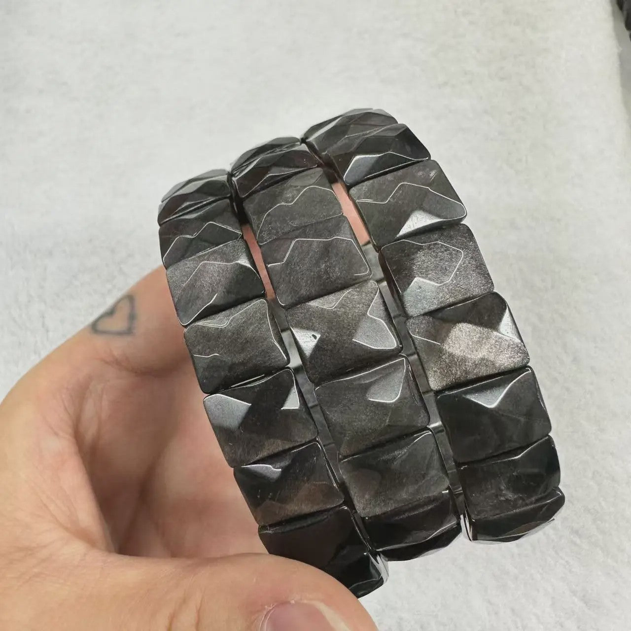 Natuurlijke Edelsteen Armband - Fluoriet & Citrien Vierkante Kralen