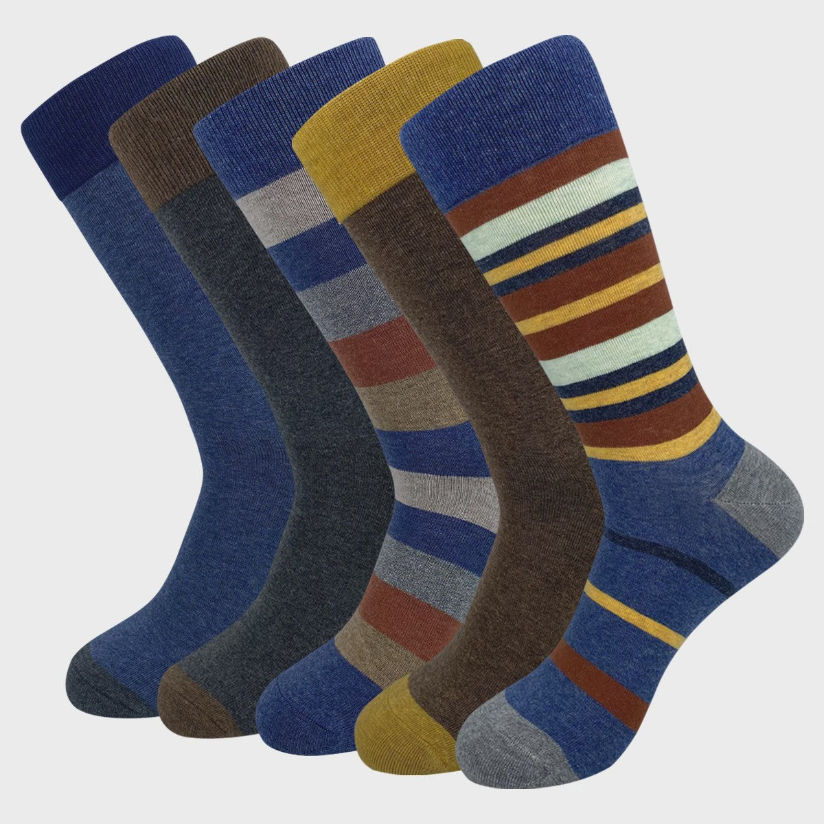 5 Paar Heren Sokken Plus Size - Comfortabel Katoen, Ademend & Stijlvol Argyle/Streep