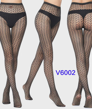 Dames Visnet Panty's met Jacquard Weefsel - Gothic Kant & Spider Net Stijl