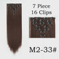 24 Inch Clip-in Haarverlenging - 7 Delig Set met 16 Clips - Synthetisch Recht Haar (Blond & Zwart)