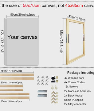 DIY Houten Canvas Frame Kit - Diverse Maten voor Schilderijen & Diamantkunst