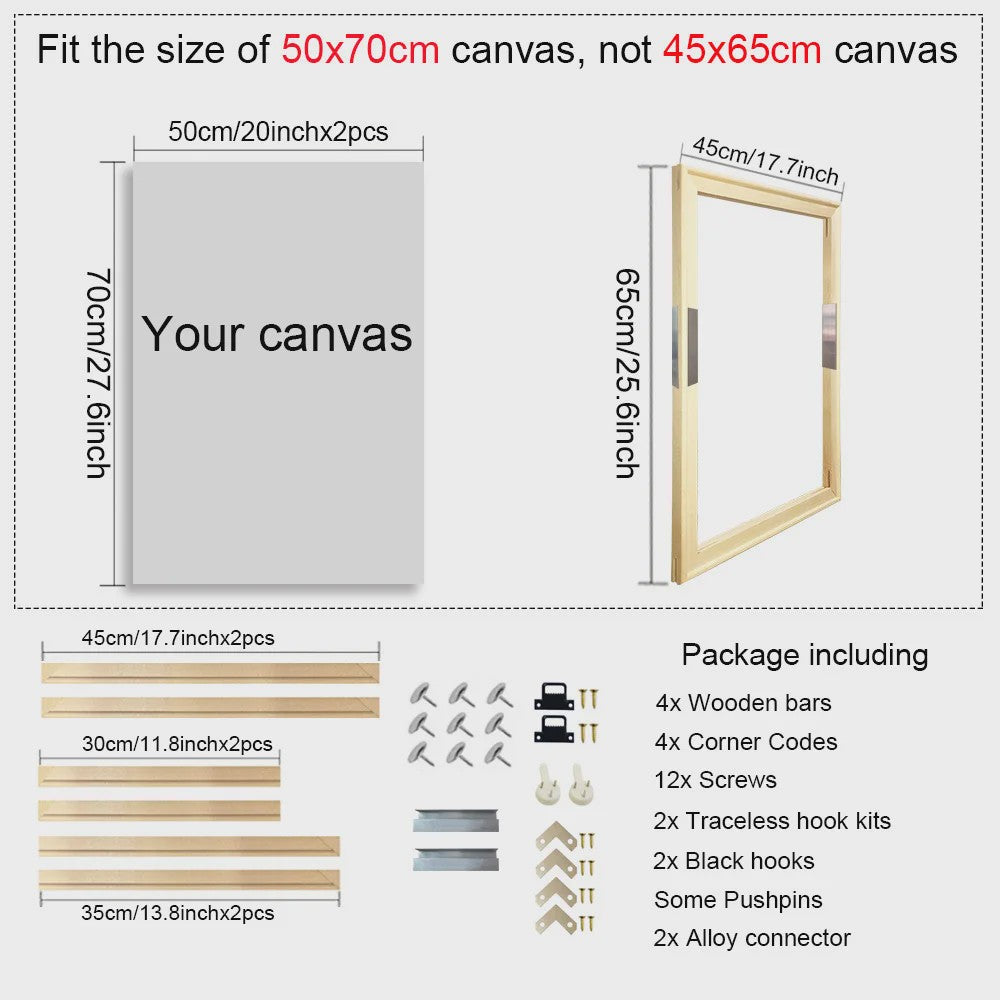 DIY Houten Canvas Frame Kit - Diverse Maten voor Schilderijen & Diamantkunst