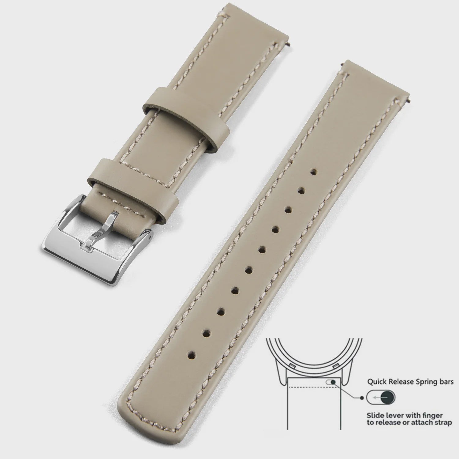 Top Grain Echt Lederen Horlogeband - 20mm/22mm Quick Release - Voor Heren, Dames & Samsung Galaxy Watch