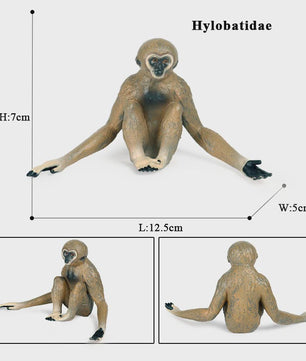 Oenux Wild Animal Speelfiguren: Aap, Chimpansee, Orang-oetan & Gibbon (PVC)