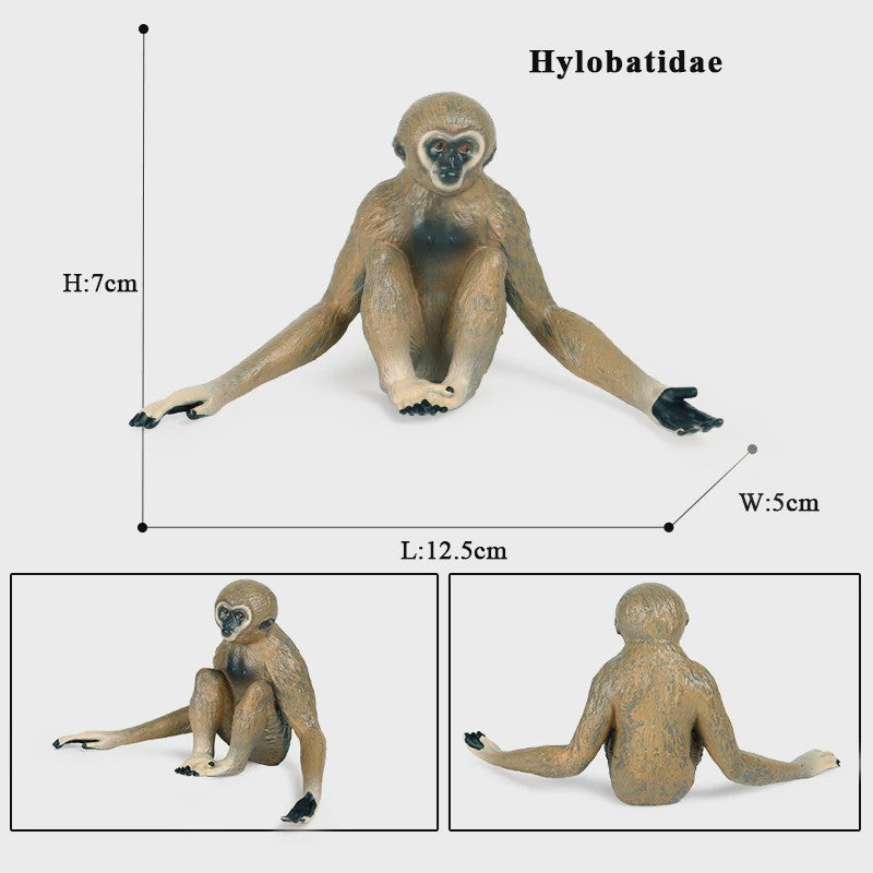 Oenux Wild Animal Speelfiguren: Aap, Chimpansee, Orang-oetan & Gibbon (PVC)